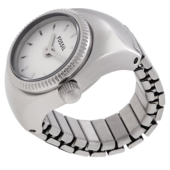 NWT Authentic Fossil Quartz Silver Dial Women's Watch Ring - Picture 2 of 3